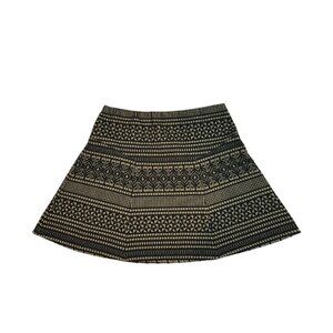 J.McLaughlin Woven Cotton Knit Mini Skirt Womens Medium Black Geo Print